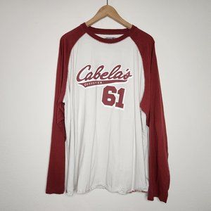 Field Duty Mens 2XL Red White Raglan Cabela's 61 Shirt